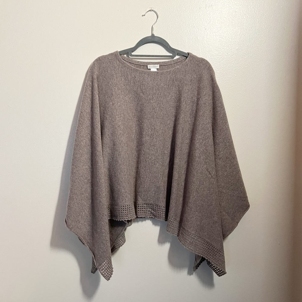 Garnet Hill Taupe Cashmere-Blend Poncho